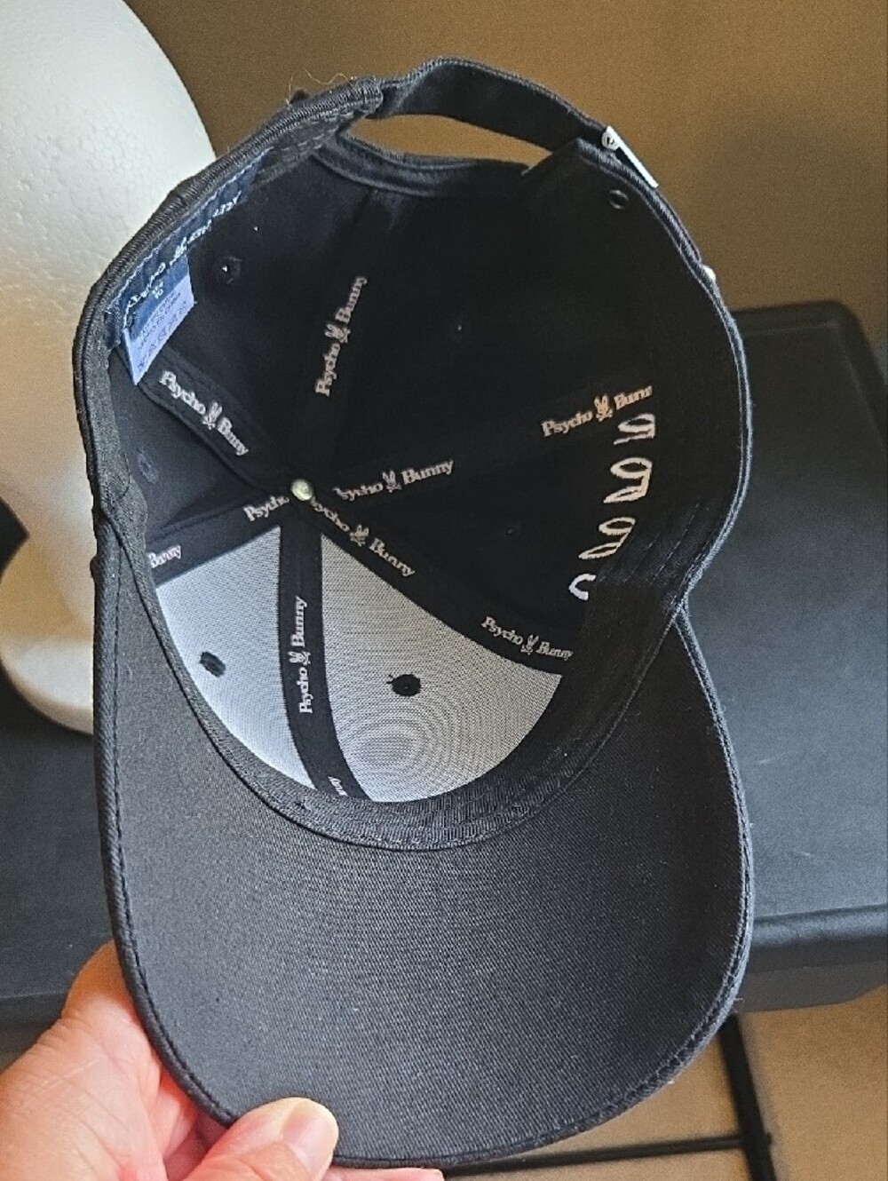 PSYCHO BUNNY Black Baseball Cap with White Embroidered Logo - Picture 7 of 9